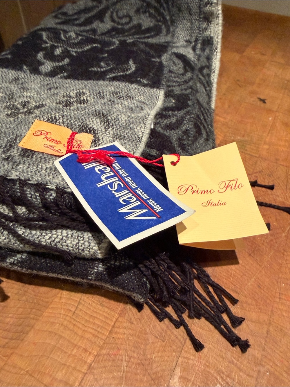 Gray Patterned Wool Scarf - Picture 2 of 6